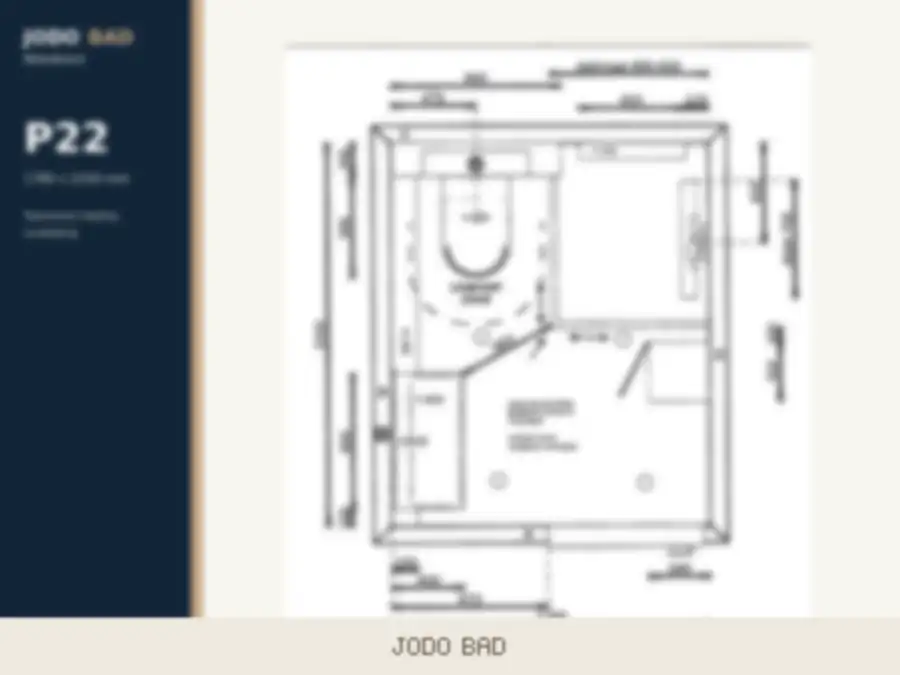 Safe preview of Compact bathroom with corner shower and warm wood accents
